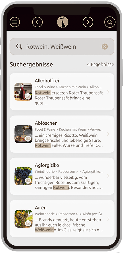 Which Wine? App – Suche